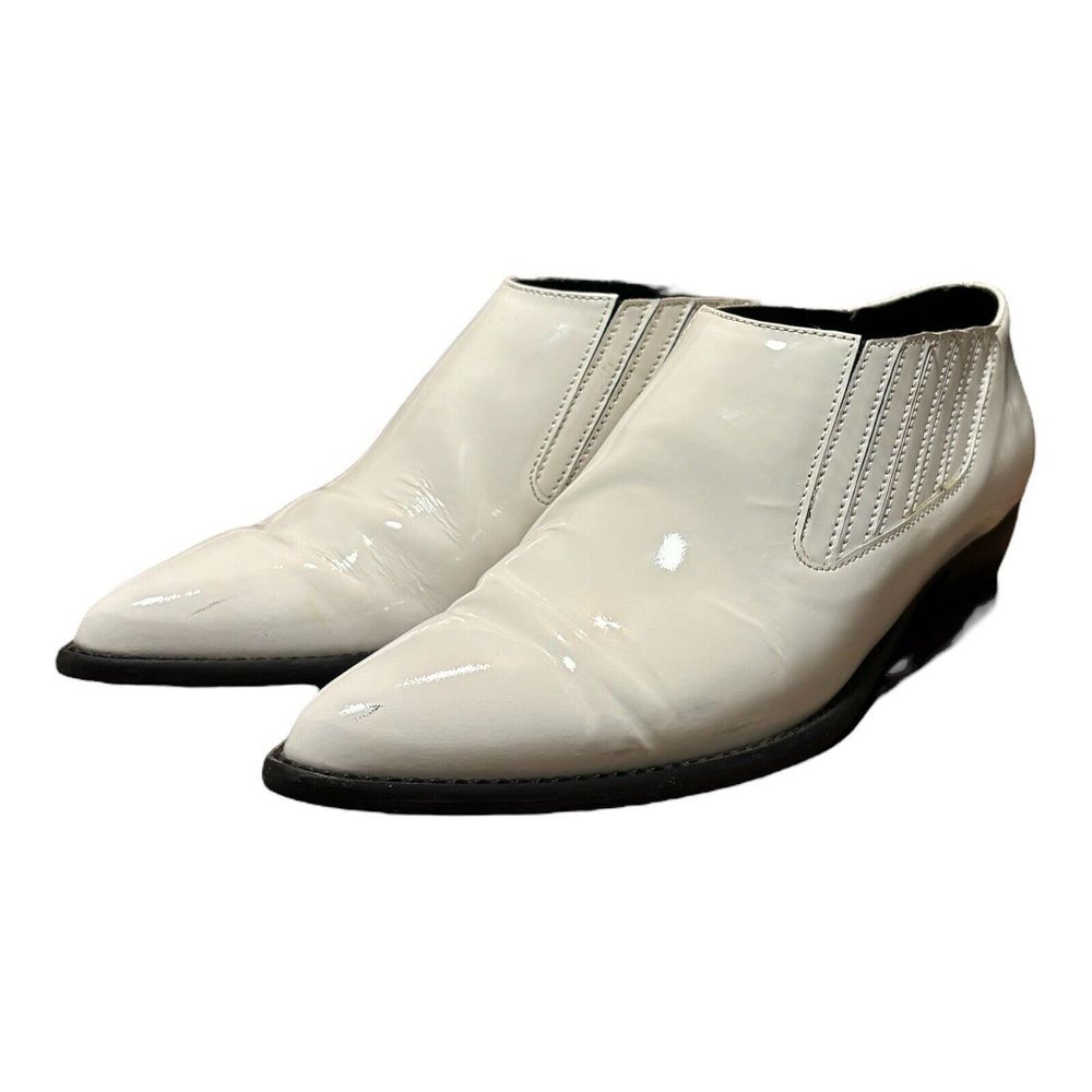 E8 by Miista Minea Patent Leather Western‎ Boots White Size 38  Made Portugal